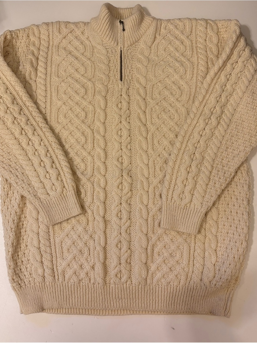 Orvis Cream Cable-Knit Half-Zip Sweater